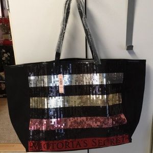 NWT Victoria Secret 2 Piece Large Sequin Tote